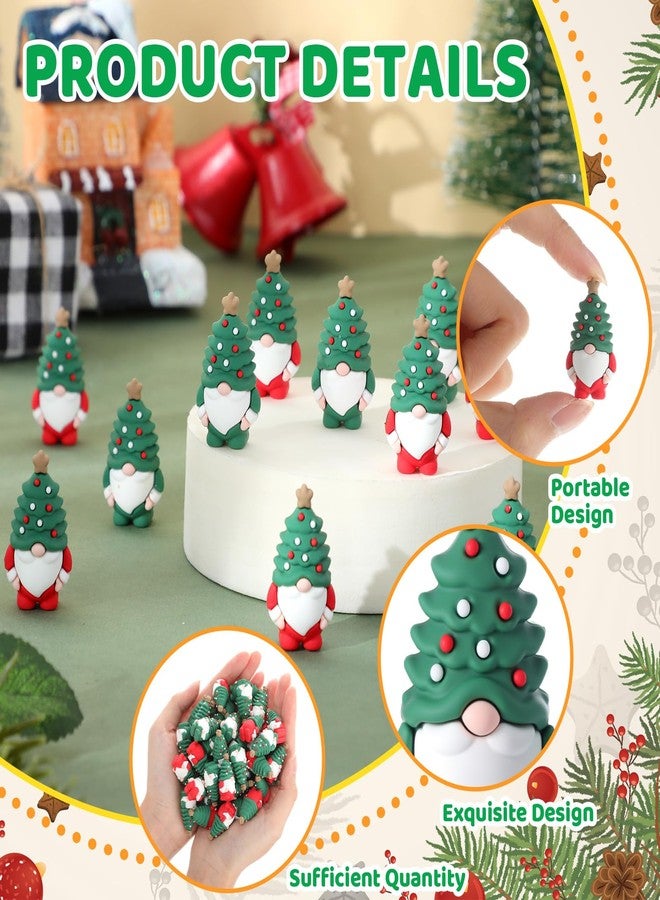 Sonwyoung 25 Pcs Mini Christmas Gnome Figurines Including Red and Green Tiny Christmas Tree Hat Gnomes Figures for Hide and Seek Little Rubber Statue for Xmas Gifts Winter Table Xmas Tree Decoration - Image 3